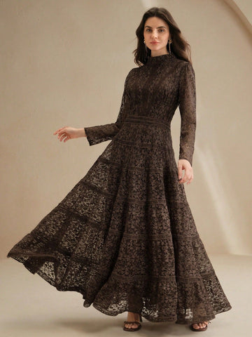 Lace long sleeve maxi dress