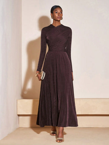 Crossover Neck Maxi Dress