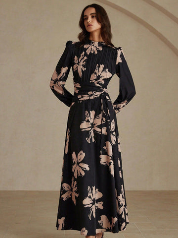 Floral Belted Midi Dress
