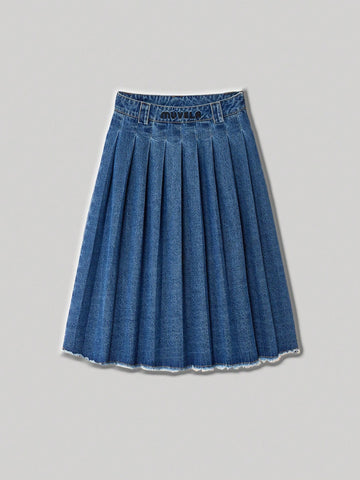 Denim pleated skirt