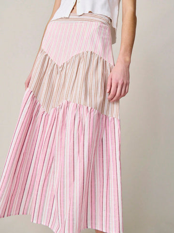 Pink pinstripes skirt