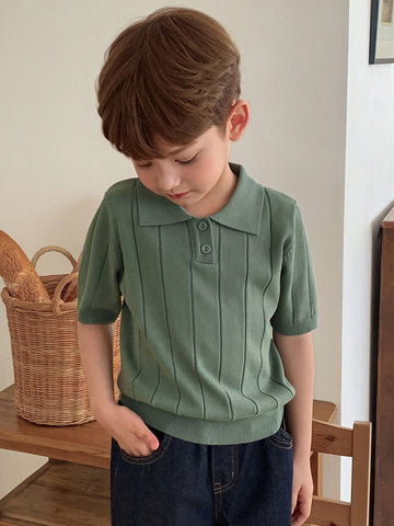 Olive knit short sleeve sweater