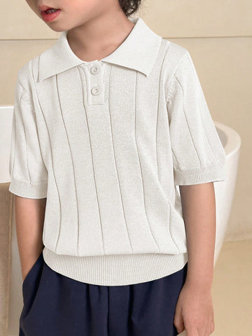 Boys collared short sleeve knit shirt