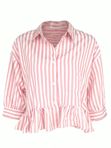 Pink striped blouse