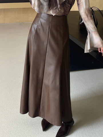 Brown Leather Skirt