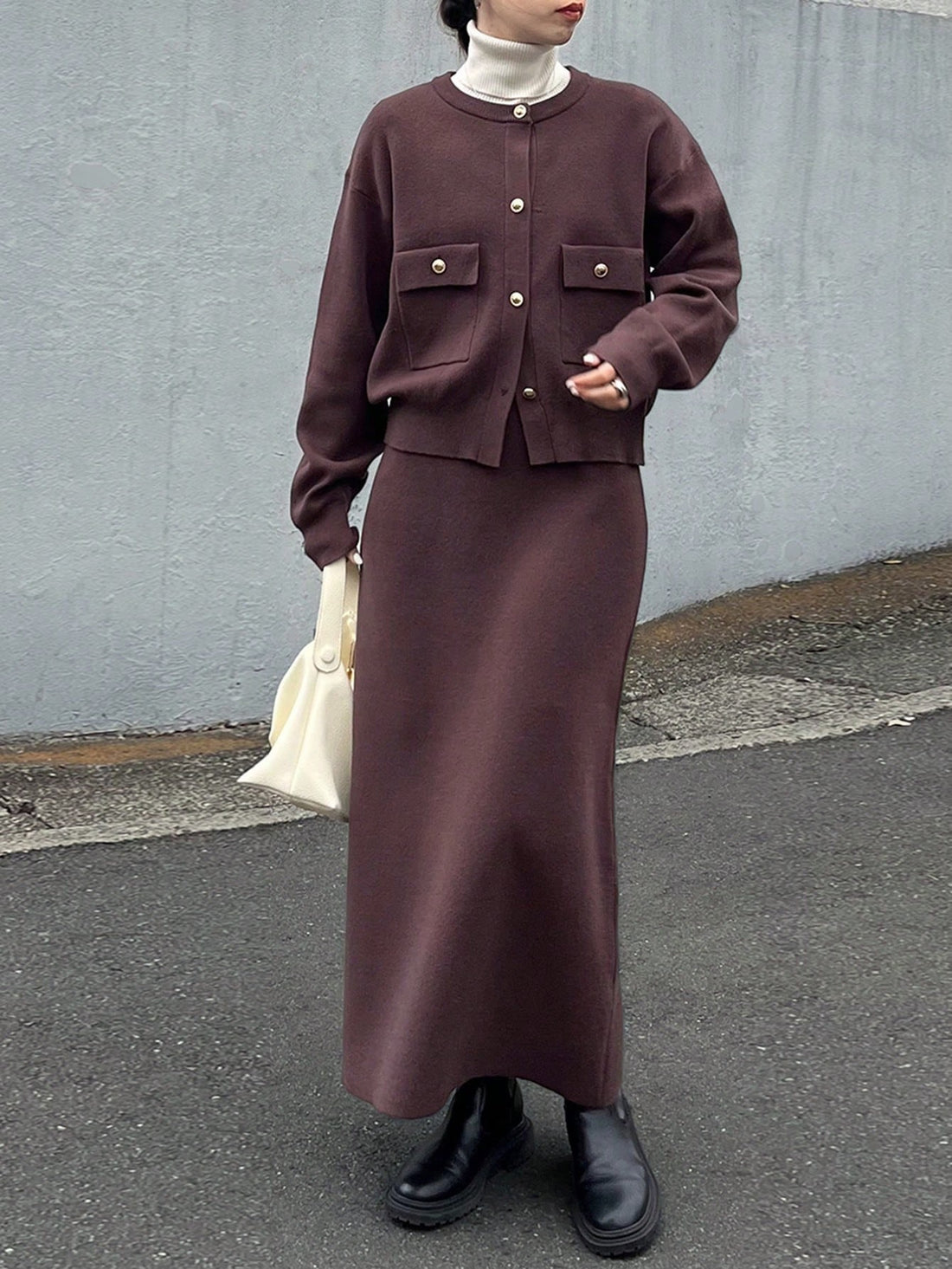 Knit Cardigan and Skirt Set