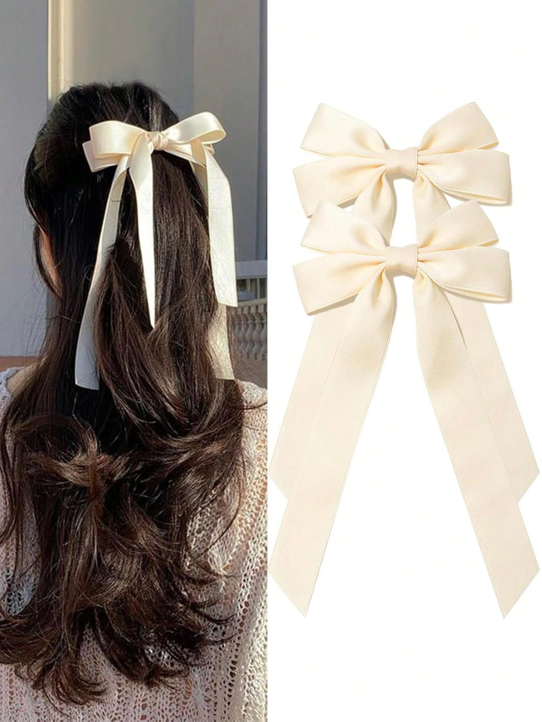 2 Pcs Satin Hair Bows