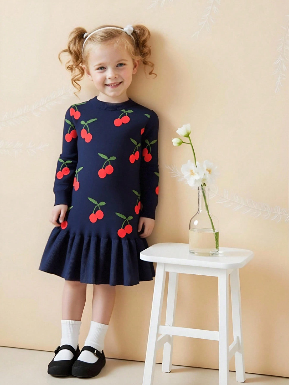Girls knit Cherry Dress