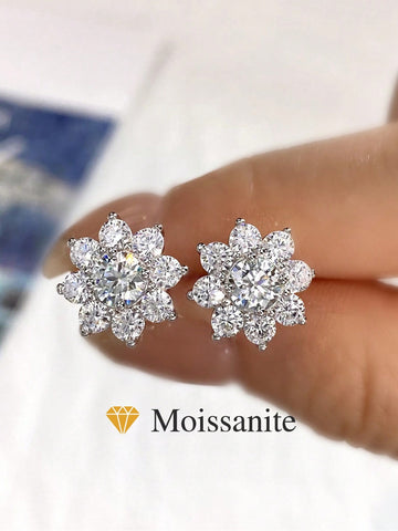 Moissanite Flower Earrings