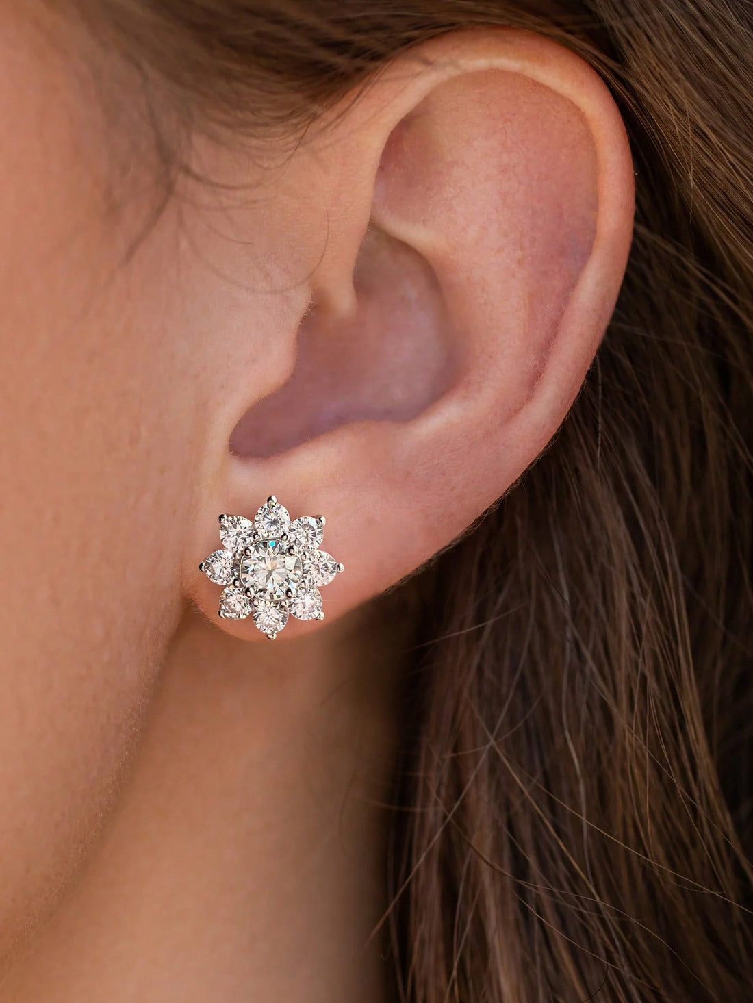 Moissanite Flower Earrings