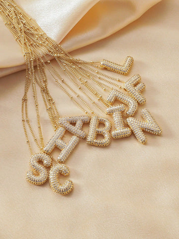 Bubble Letter Pendant Necklace
