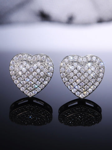 Heart Studs CZ silver