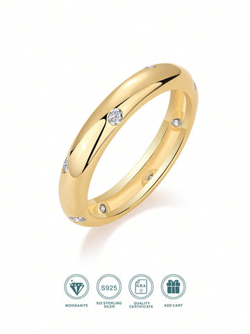 Moissanite Ring 925 Silver 18K plated