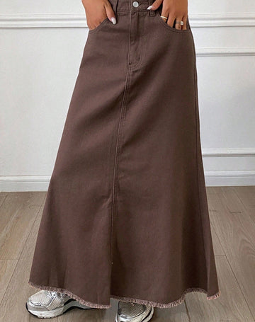 Brown Denim Skirt