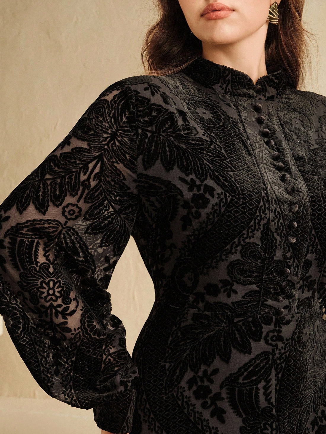 Plus Black velvet detail Dress
