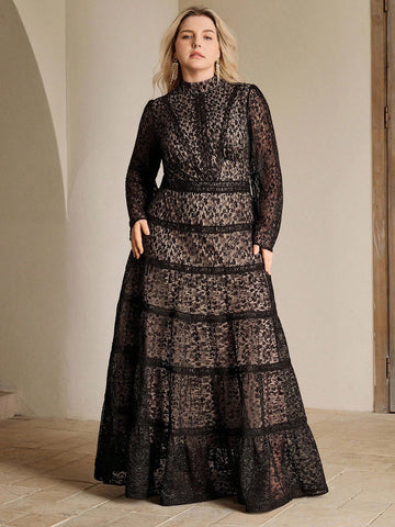 Plus Black Lace lined Gown