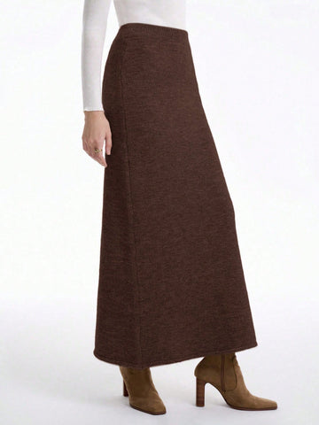 Brown Knit Skirt