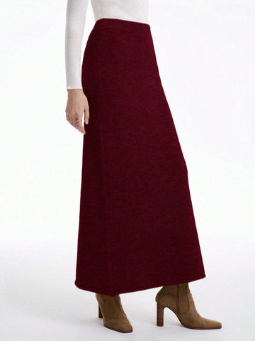 Knit Skirt Burgundy