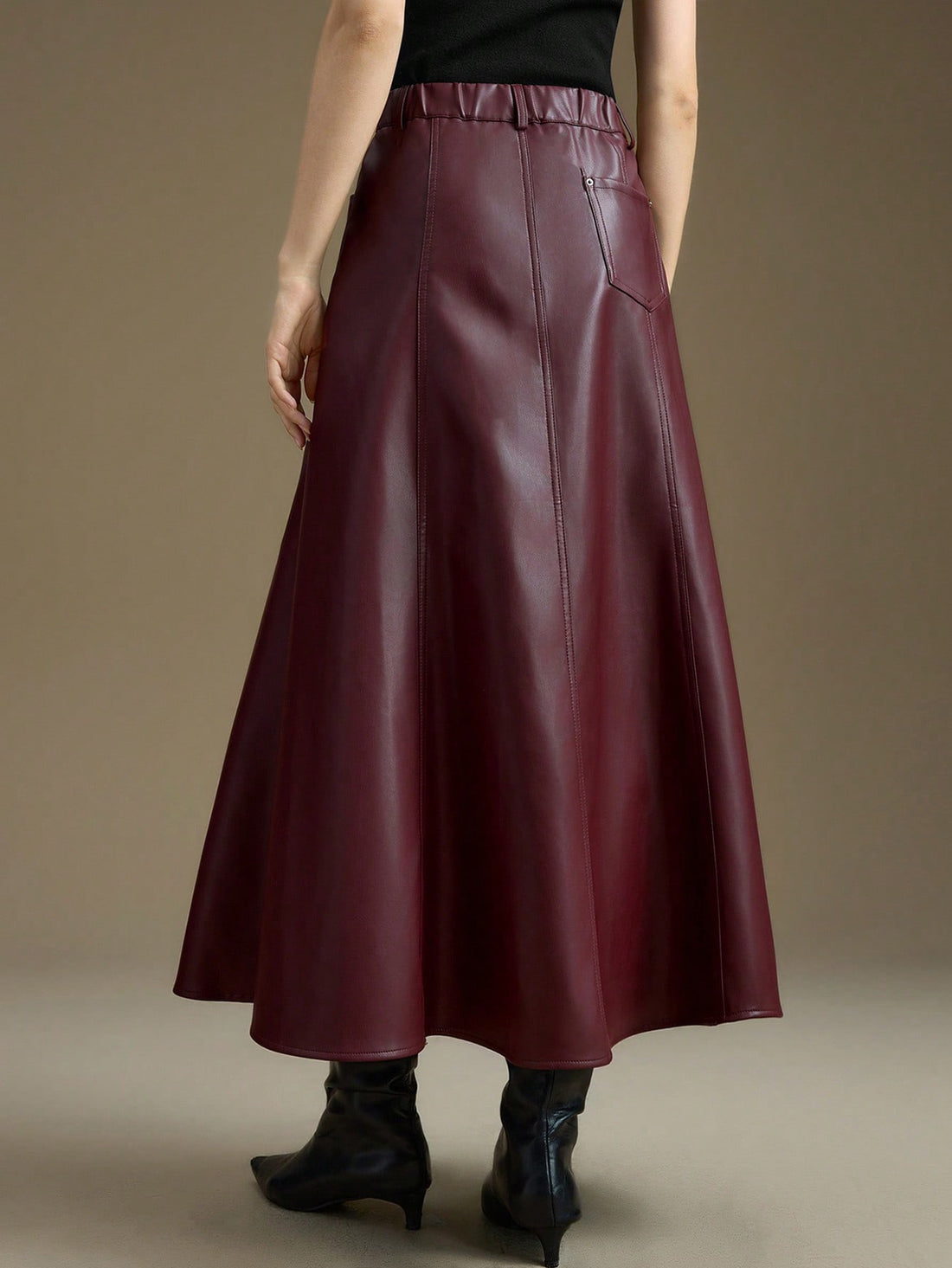 Maroon Leather Skirt