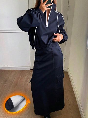 Sporty sweater and skirt set