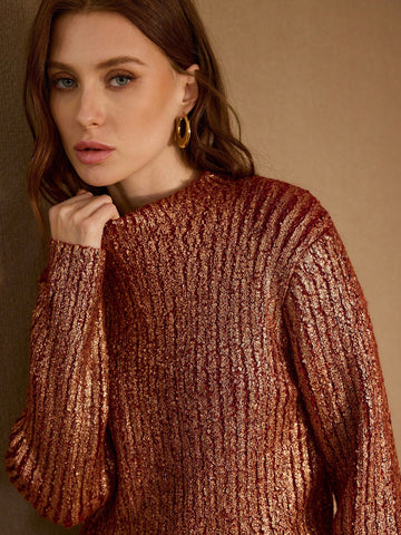Gold Foil Chunky Sweater MOTF- Premium quality