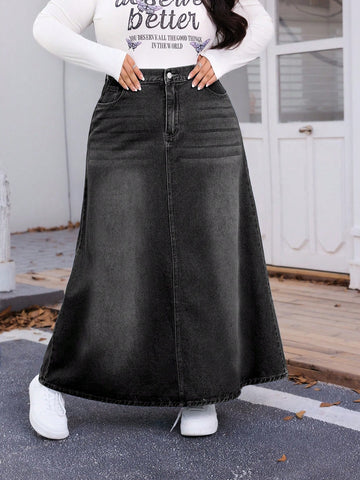Plus Denim skirt