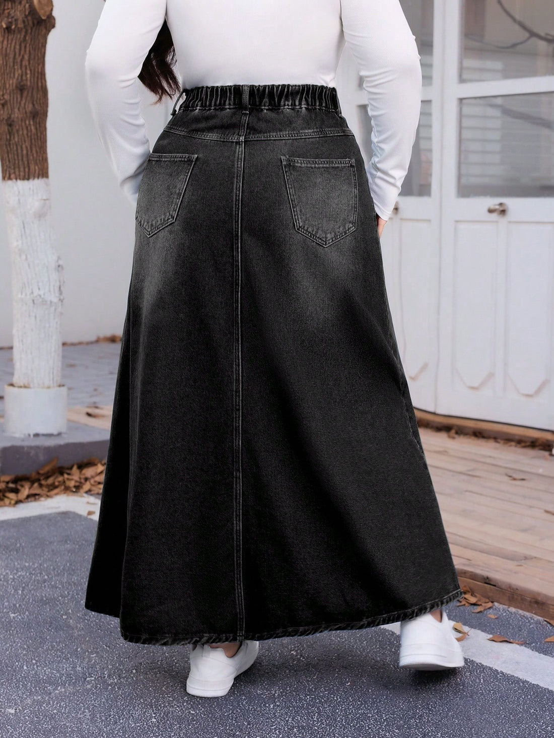 Plus Denim skirt