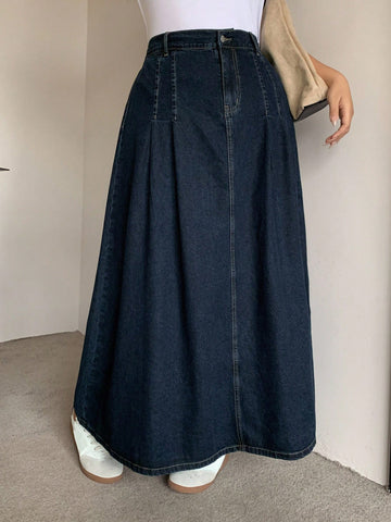 Plus size Dark wash denim Skirt