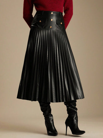 Leather Pleat Skirt
