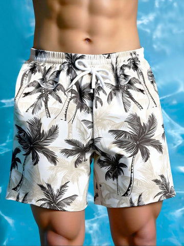 Teen Boy Palm Print Swim Trunks