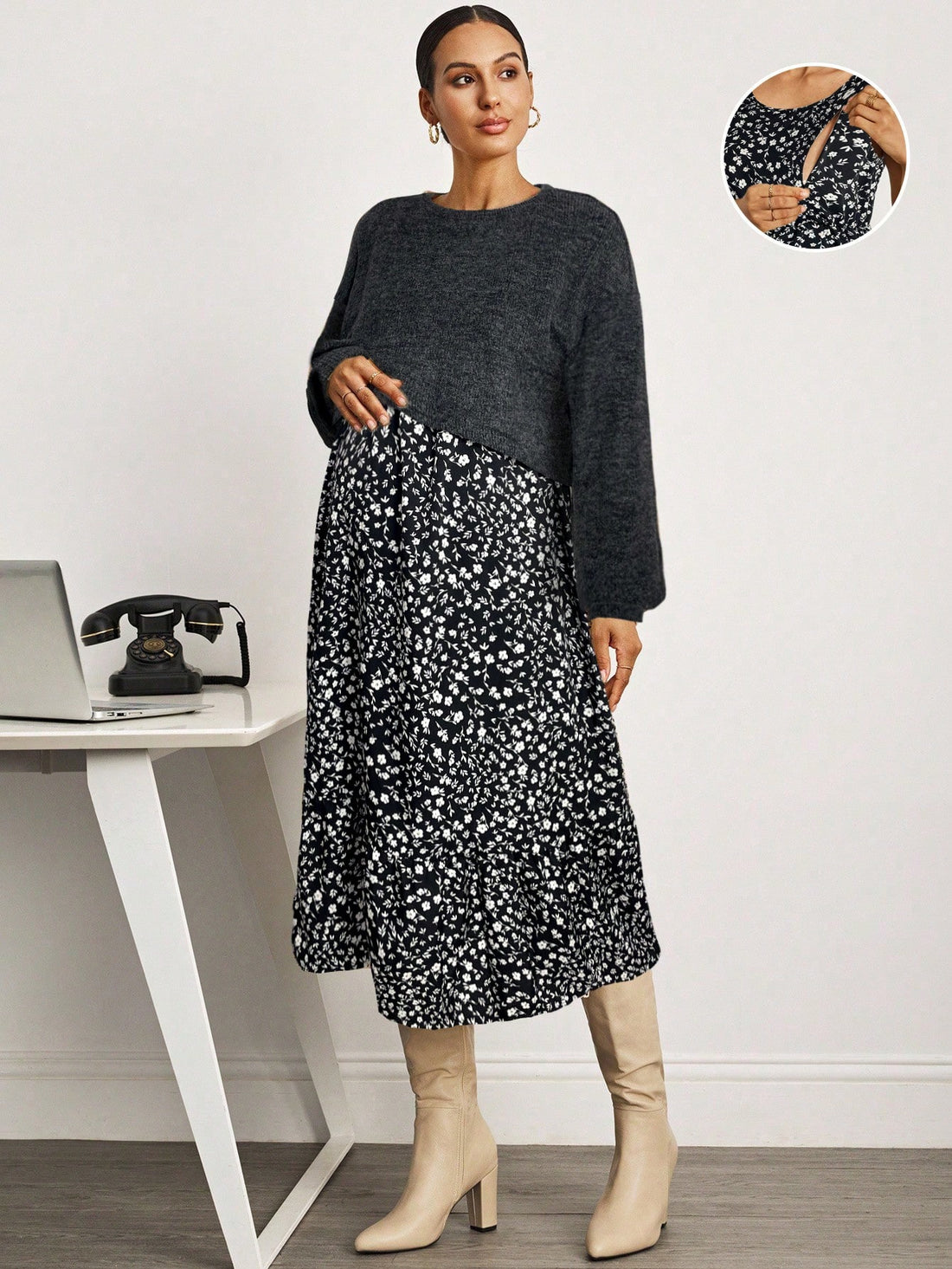 Maternity Dress and Sweater Set