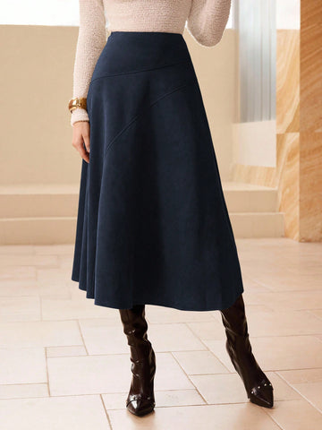 Navy Faux suede Skirt