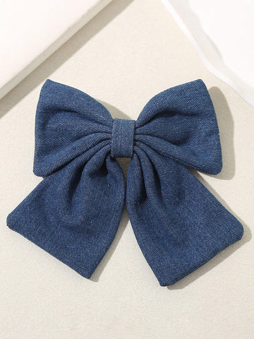 Big Denim Bow Clip