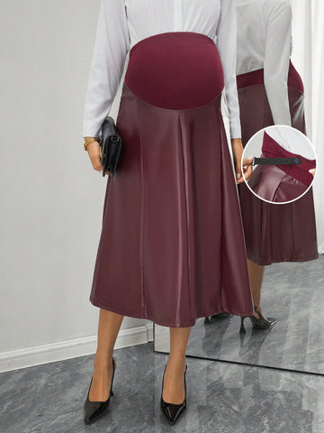 Maternity Maroon Leather skirt