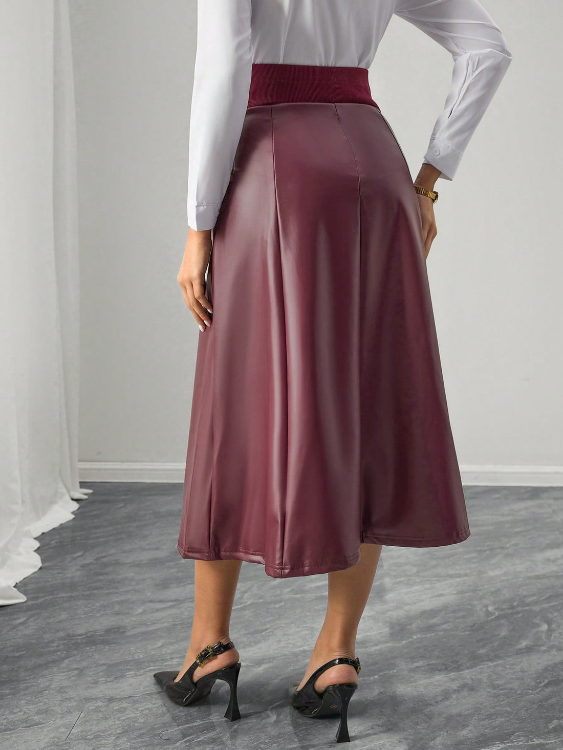 Maternity Maroon Leather skirt