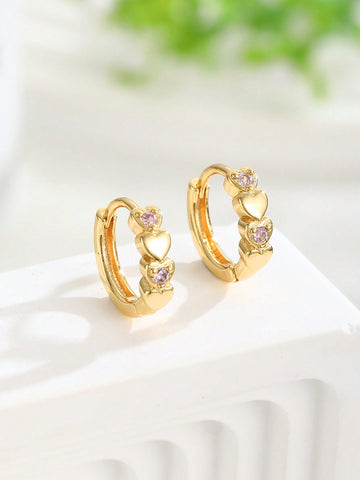 CZ kids heart Earrings gold