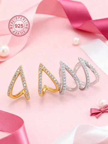 925 silver gold plated hypoallergenic v studs