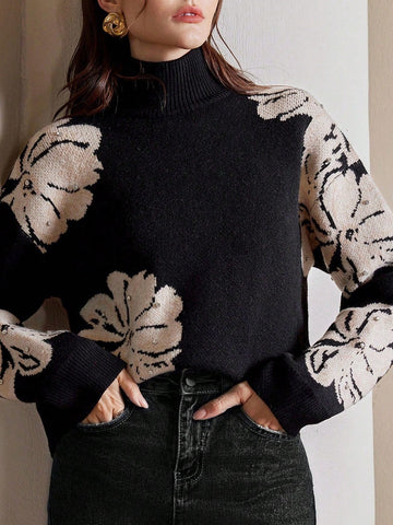 Floral Sweater Black