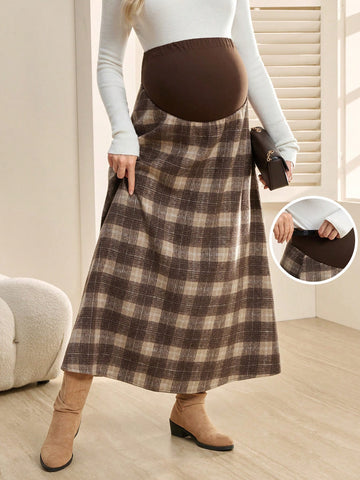 Maternity Plaid Skirt