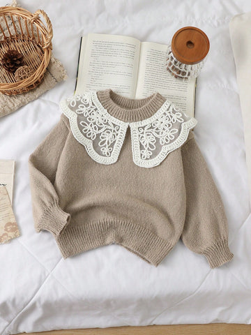 Young girls lace collar sweater