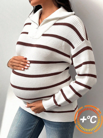 Maternity half zip sweater