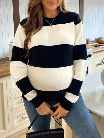 Maternity black striped sweater