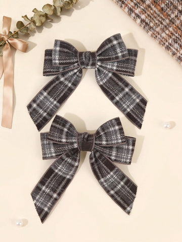 Plaid hair clips