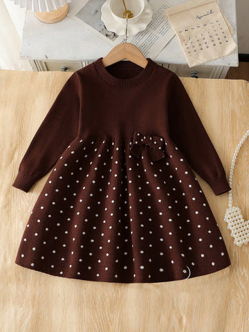 Kids brown knit dress