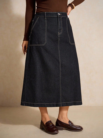 Plus denim skirt