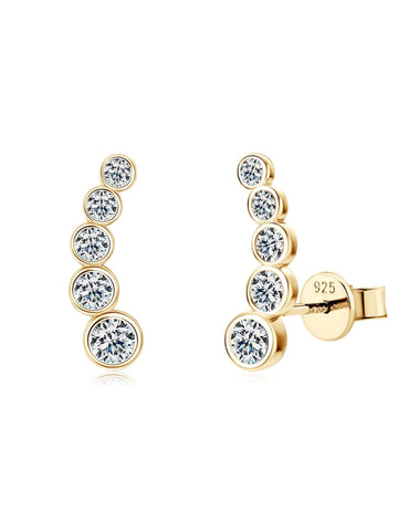 Moissanite sterling silver studded earrings