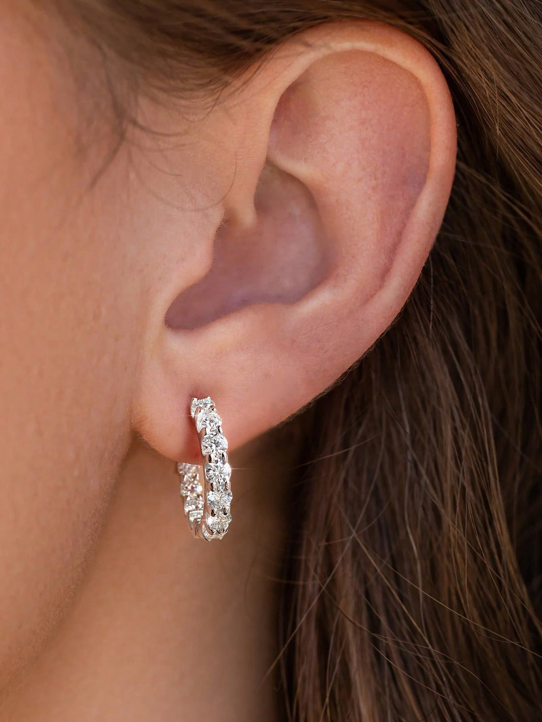 Moissanite sterling silver hoop earrings