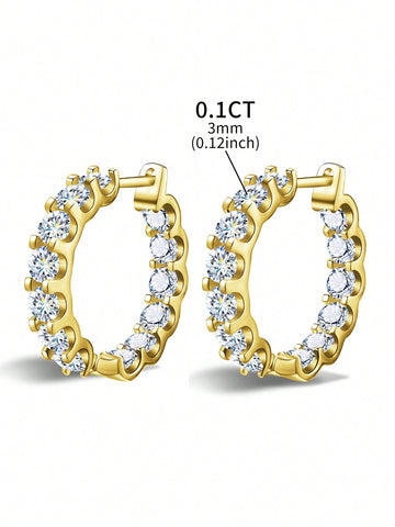 Moissanite sterling silver hoop earrings