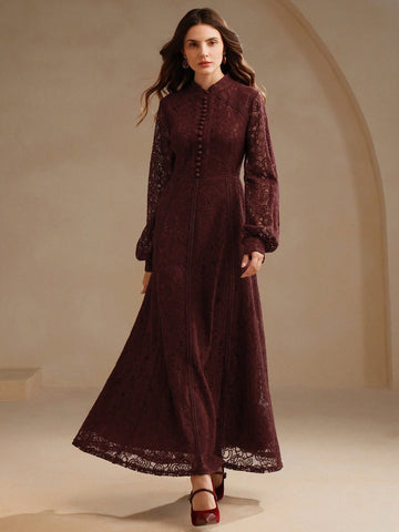 Plum lace maxi dress