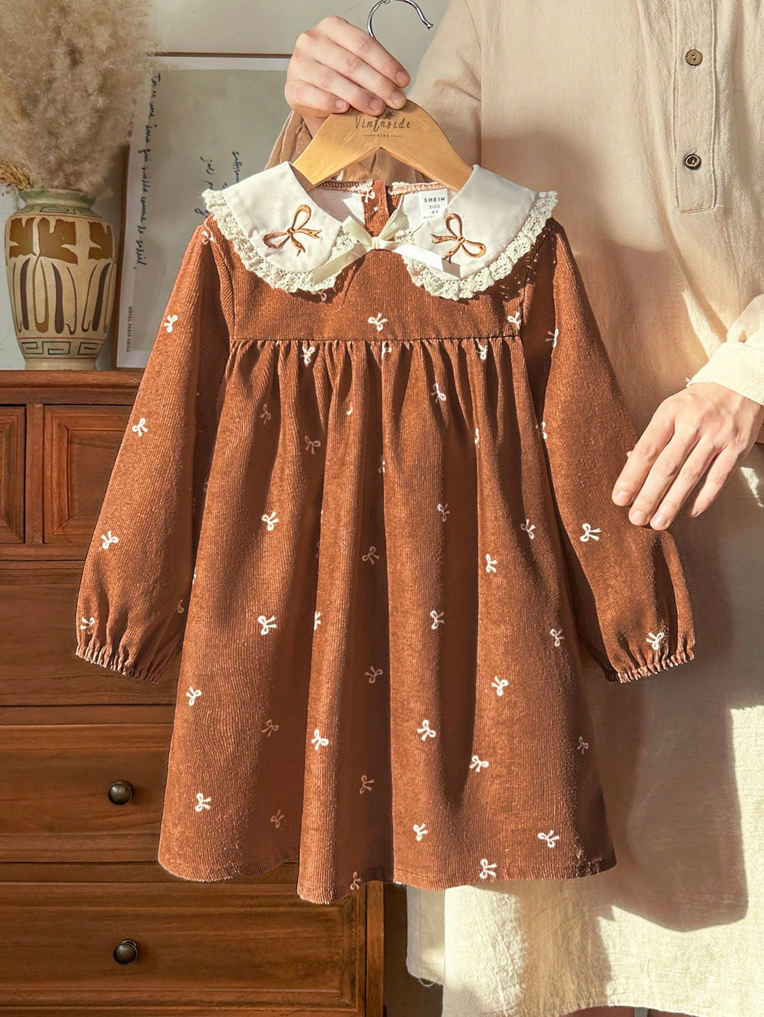 Kids camel floral dress